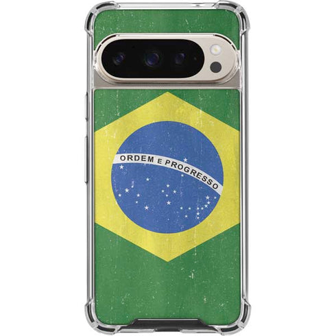 Brazil Flag Distressed Pixel 9/9 Pro Clear Case